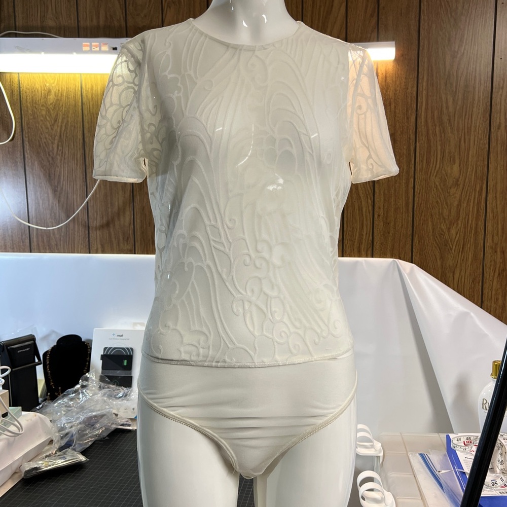 EUC vintage sheer Giorgio Armani body suit with short sleeves